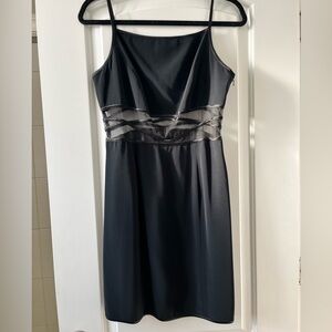 Cache Black Mini Dress with Sheer Accents